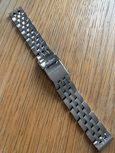 Image of Heavy duty breitling stainless steel gents watch strap,20mm,straight lugs,new