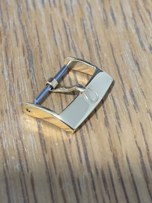 Image of omega Yellow gold plated engraved watch strap buckle,sizes -18mm.NEW