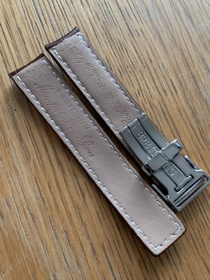 Image of Breitling 24MM brown Croc leather Deployment Gents Watch Strap,Steel Buckle For Breitling Watch NEW.