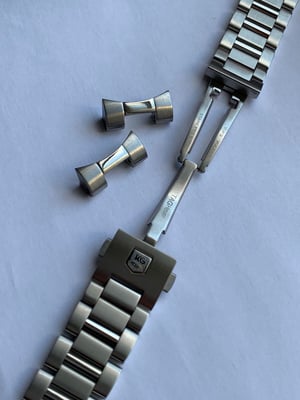 Image of Heavy duty tag heuer stainless steel gents watch strap band bracelet,24mm,solid curved lugs,New
