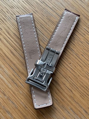 Image of Breitling 20MM brown Croc leather Deployment Gents Watch Strap,Steel Buckle For Breitling Watch NEW.