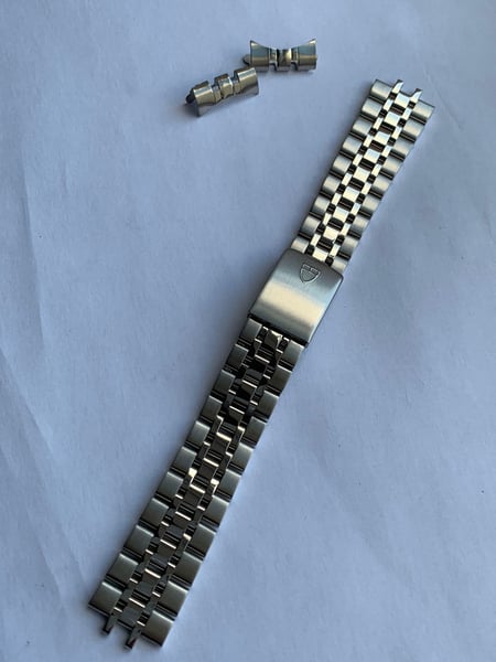 Image of Heavy duty tudor stainless steel gents watch strap band bracelet. curved lugs..19mm.New