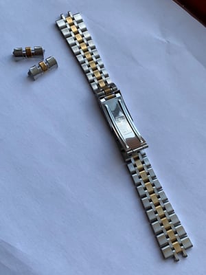Image of Heavy duty tudor 2/tone stainless steel/yellow gold watch strap band bracelet.curved lugs..17mm.New