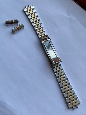 Image of Heavy duty tudor 2/tone stainless steel/yellow gold watch strap band.curved lugs..17mm.New(TU-9)