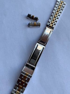 Image of Heavy duty tudor 2/tone stainless steel/yellow gold watch strap band.curved lugs..17mm.New(TU-9)