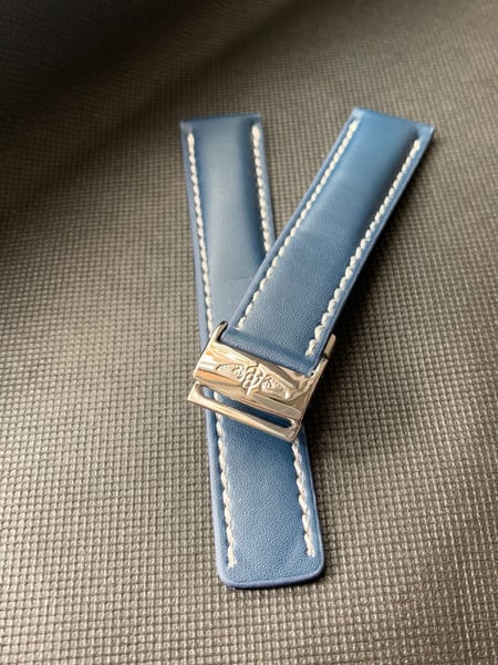 Image of 22MM Breitling Genuine Leather Strap/Band With Breitling Deployment Clasp For Breitling Watches