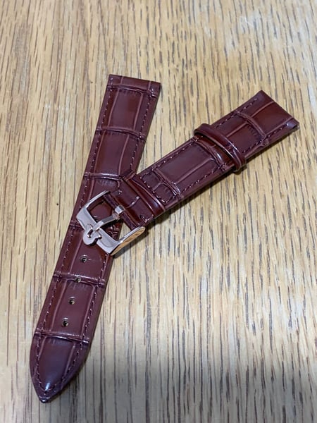 Image of Omega 20mm Genuine Leather Brown Band/Strap With Rose Gold  Omega Buckle