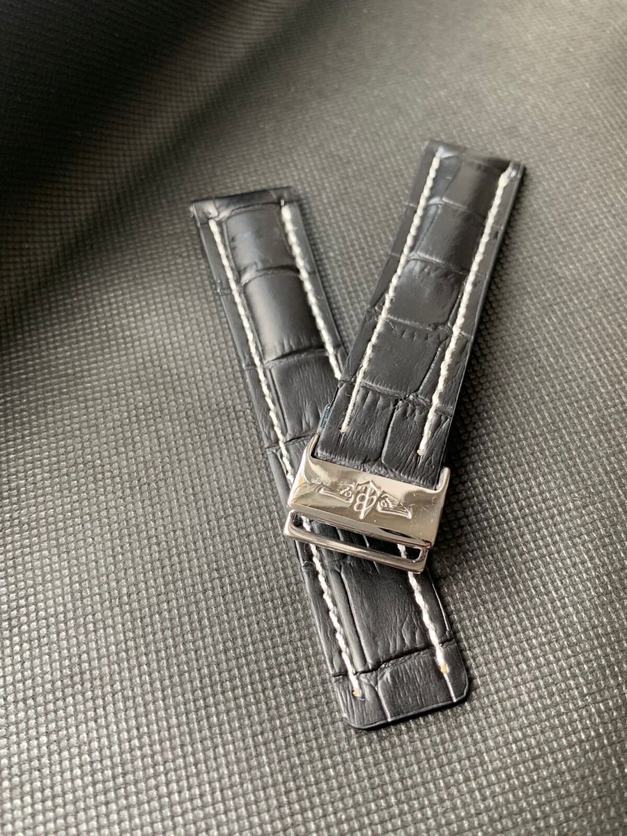 Breitling 24MM black Croc leather Deployment Gents Watch Strap,Steel ...