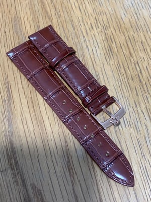 Image of Omega 20mm Genuine Leather Brown Band/Strap With Rose Gold  Omega Buckle