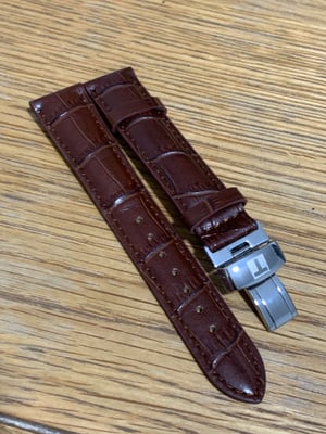 Image of Tissot Brown 18mm DEPLOYMENT Water Proof Premium Leather Strap in Brown For Tissot Watches
