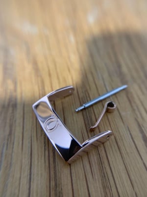 Image of omega Rose Pink gold plated engraved watch strap buckle,sizes 16mm-18mm.NEW