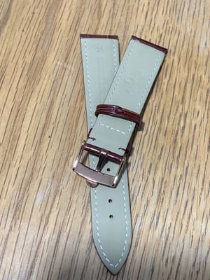 Image of Omega 20mm Genuine Leather Brown Band/Strap With Rose Gold  Omega Buckle