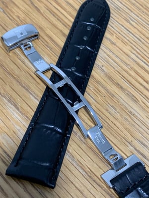 Image of Tissot Black 18mm DEPLOYMENT Water Proof Premium Leather Strap in Black For Tissot Watches