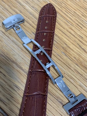Image of Tissot Brown 18mm DEPLOYMENT Water Proof Premium Leather Strap in Brown For Tissot Watches