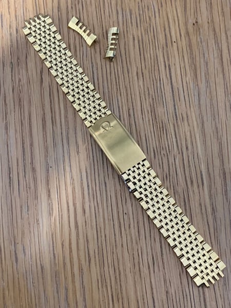 Image of Omega 20mm Gold Plated colour rice bead strap / bracelet / band with curved buckle