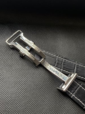 Image of Breitling 20MM black Croc leather Deployment Gents Watch Strap,Steel Buckle For Breitling Watch NEW.