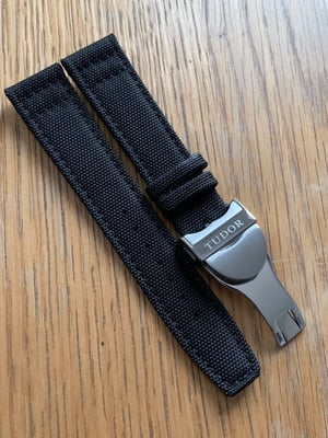 Image of straight lugs,Tudor nylon leather Black 20mm deployment gents watch strap band bracelet,