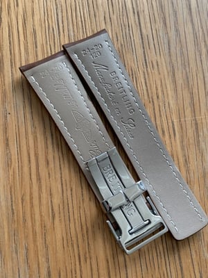 Image of 24MM Breitling Genuine Leather Strap/Band With Breitling Deployment Clasp For Breitling Watches