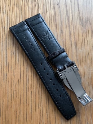 Image of straight lugs,Tudor nylon leather Black 20mm deployment gents watch strap band bracelet,