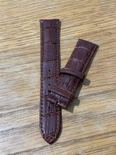 Image of Omega Brown Padded Genuine leather Gents Watch Strap,Heavy Duty,20mm,New. (Without Buckle)