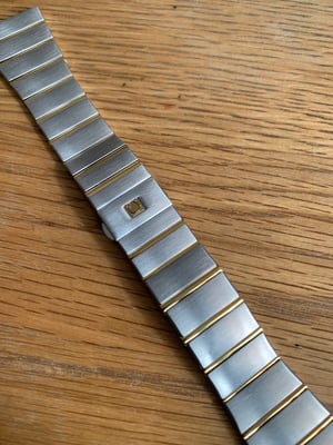 Image of omega slim gents 2/tone stainless steel/gold watch strap,constellation,de ville, 10mm/25mm,New