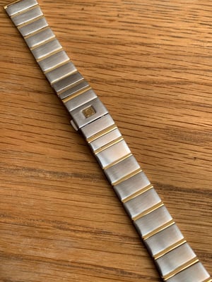 Image of omega slim gents 2/tone stainless steel/gold watch strap,constellation,de ville, 7mm/17mm,New