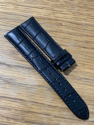 Image of Omega Black Padded Genuine leather Gents Watch Strap,Heavy Duty,20mm,New. (Without Buckle)