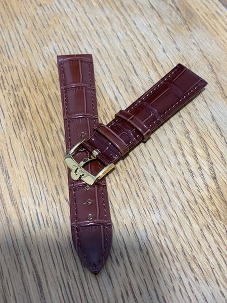 Image of Omega 20mm Genuine Leather Brown Band/Strap With Gold plated Omega Buckle