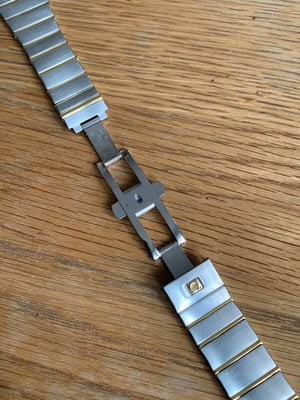 Image of omega slim gents 2/tone stainless steel/gold watch strap,constellation,de ville, 10mm/25mm,New