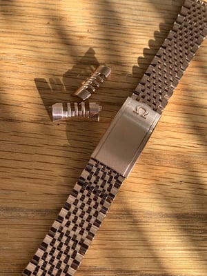 Image of Omega 20mm Rose  gold colour rice bead strap / bracelet / band with curved buckle