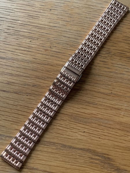 Image of Pink Rose Gold Plated Heavy Duty Rice Bead Watch Straps,14mm.16mm. 18mm.20mm