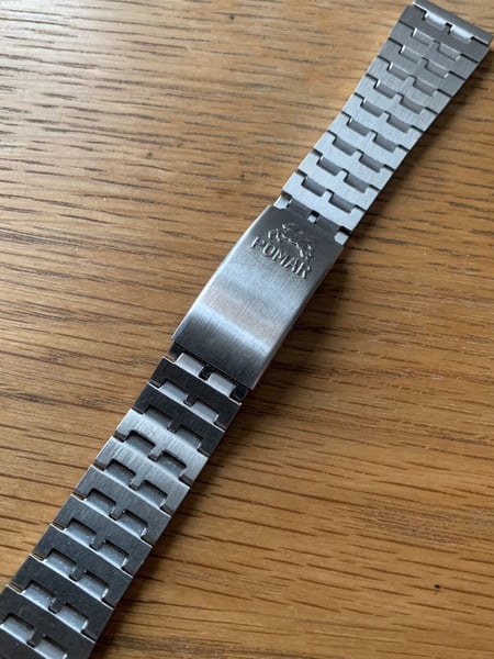 Image of Rare Vintage stainless steel gents watch strap,1960's. 19mm-(pp-02)
