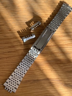 Image of Omega 20mm Silver colour rice bead strap / bracelet / band with curved buckle