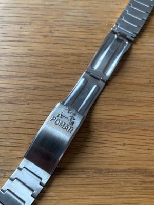 Image of Rare Vintage stainless steel gents watch strap,1960's. 20mm-(pp-03)