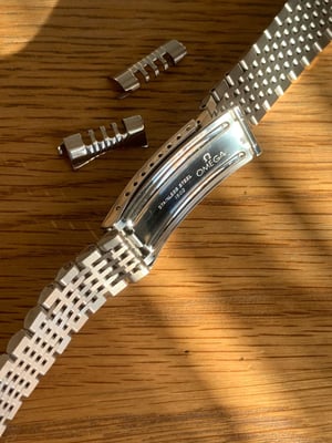 Image of Omega 20mm Silver colour rice bead strap / bracelet / band with curved buckle
