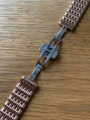 Image of Pink Rose Gold Plated Heavy Duty Rice Bead Watch Straps,14mm.16mm. 18mm.20mm