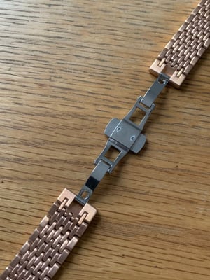 Image of Pink Rose Gold Plated Heavy Duty Rice Bead Watch Straps,14mm.16mm. 18mm.20mm