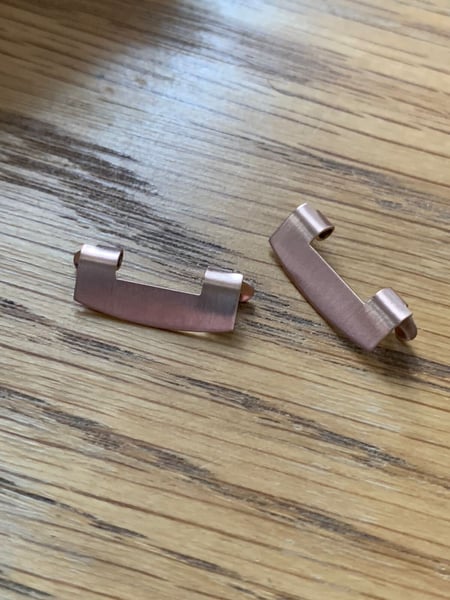 Image of Rare Pair of lugs,19mm,rose gold colour,new.