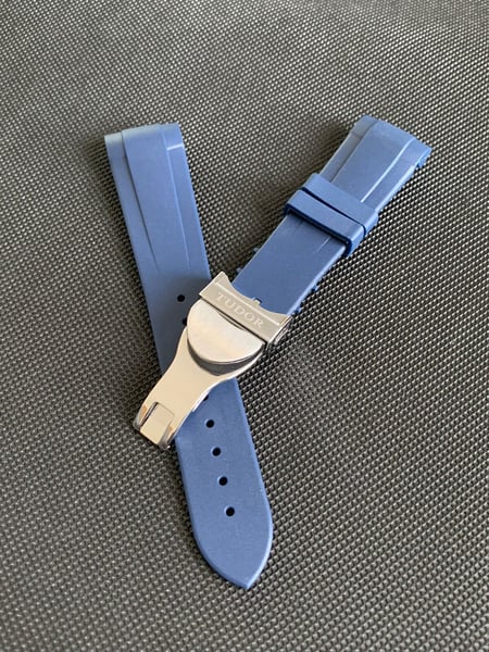 Image of Tudor NEW 22mm Blue Rubber Strap/Band STRAIGHT Ends Compatible/For Tudor Watch
