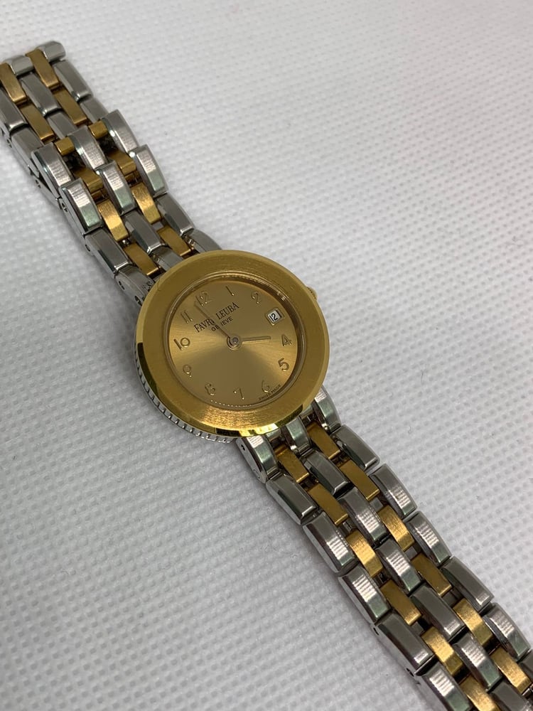 Image of Vintage Favre Leuba Geneve Golden Dial 2/Tone Ladies Watch Luxury Quartz
