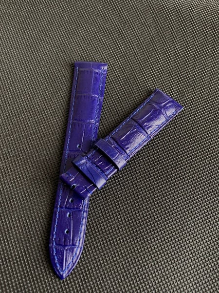 Image of Frank muller watch band dark blue 19mm/16  colour leather strap without buckle