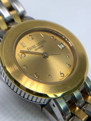 Image of Vintage Favre Leuba Geneve Golden Dial 2/Tone Ladies Watch Luxury Quartz