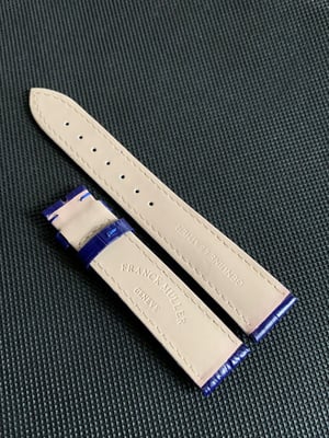 Image of Frank muller watch band dark blue 19mm/16  colour leather strap without buckle