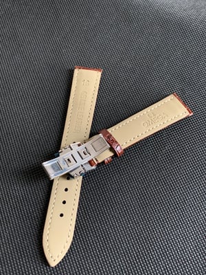 Image of NEW OMEGA 18mm DEPLOYMENT Leather Strap in Brown