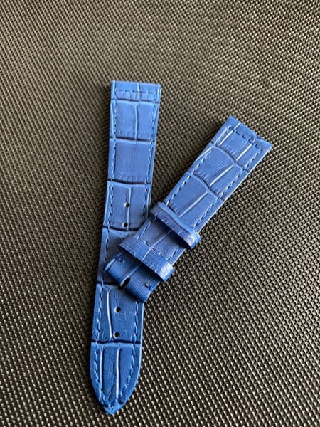 Image of Frank muller watch band blue 19mm/16  colour leather strap without buckle