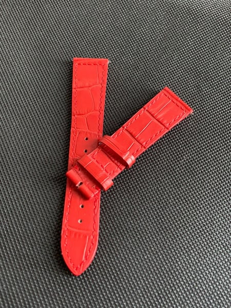 Image of Frank muller watch band 19mm/16 red colour leather strap without buckle