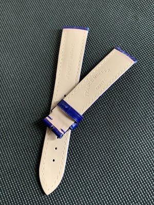 Image of Frank muller watch band dark blue 19mm/16  colour leather strap without buckle