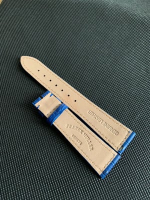 Image of Frank muller watch band blue 19mm/16  colour leather strap without buckle