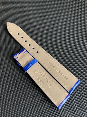 Image of Frank muller watch band 19mm/16 blue colour leather strap without buckle