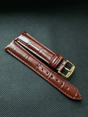Image of New 20mm brown Gents Genuine Leather Watch Strap For Longines